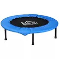 HOMCOM 40" Mini Fitness Trampoline Home Gym Yoga Exercise Rebounder Indoor Outdoor Jumper with Safety Pad, Support Up to 150 KG, Blue and Black - 1