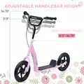 HOMCOM Kids Scooter Kick Scooter, with 12" EVA Tyres, Rear Brake, Big Wheels Scooter for 5-12 Years , Pink - 6