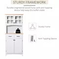 HOMCOM Freestanding Kitchen Cupboard, Kitchen Storage Cabinet with Framed Glass Doors, 2 Drawers, Microwave Counter, 172cm, White - 6