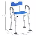 HOMCOM EVA Padded Shower Chair for the Elderly and Disabled, Height Adjustable Shower Stool with Back and Arms, 4 Suction Foot Pads, Blue - 3