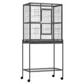 PawHut Large Bird Cage Budgie Cage with Stand, Storage Shelf, Wood Perch for Parrot Canary Parakeet Cockatiels, 81 x 48 x 162.5 cm - 1