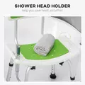 HOMCOM Shower Stool with Backrest, Height Adjustable Shower Chair with Anti-slip Foot Pads, Shower Head Holder, Green - 5