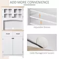 HOMCOM Freestanding Kitchen Cupboard, Kitchen Storage Cabinet with Framed Glass Doors, 2 Drawers, Microwave Counter, 172cm, White - 5
