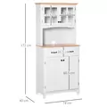 HOMCOM Freestanding Kitchen Cupboard, Kitchen Storage Cabinet with Framed Glass Doors, 2 Drawers, Microwave Counter, 172cm, White - 3