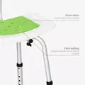 HOMCOM Shower Stool with Backrest, Height Adjustable Shower Chair with Anti-slip Foot Pads, Shower Head Holder, Green - 4
