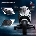 HOMCOM 6V Honda Licensed Kids Motorcycle w/ Music, Training Wheels - White - 7