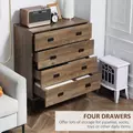 HOMCOM Chest of Drawers, 4-Drawer Storage Organiser Unit with Metal Frame for Bedroom, Living Room, Brown - 5