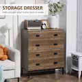 HOMCOM Chest of Drawers, 4-Drawer Storage Organiser Unit with Metal Frame for Bedroom, Living Room, Brown - 4