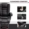 HOMCOM Recliner Chair With footstool, Recliner Armchair up to 130kg Weight Capacity, 135° Reclining Swivel Sofa Chair, PU Leather Ergonomic Couch Bed with Swivel Wood Base for Living Room, Black - 6