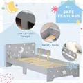 ZONEKIZ Kids Toddler Bed, with Star and Moon Patterns, Side Rails, for Ages 3-6 Years - Grey - 5