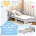 ZONEKIZ Kids Toddler Bed, with Star and Moon Patterns, Side Rails, for Ages 3-6 Years - Grey - 4