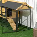 PawHut Outdoor Rabbit Hutch, with Run, Removable Tray, Asphalt Roof, 120 x 55.5 x 80cm - 8