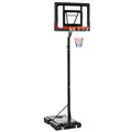 SPORTNOW 2.6-3.1m Adjustable Basketball Hoop and Basketball Stand w/ Backboard and Weighted Base, Portable on Wheels, Black - 1