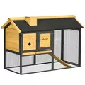 PawHut Outdoor Rabbit Hutch, with Run, Removable Tray, Asphalt Roof, 120 x 55.5 x 80cm - 1
