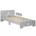 ZONEKIZ Kids Toddler Bed, with Star and Moon Patterns, Side Rails, for Ages 3-6 Years - Grey - 1
