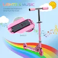 HOMCOM Kids Scooter, with Lights, Music, Adjustable Height, Foldable Frame, for Ages 3-7 Years - Pink - 3