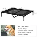 PawHut Large Raised Dog Bed Cat Elevated Lifted Cooling Portable Camping Basket Outdoor Indoor Mesh Pet Cot Metal Frame Black - 3