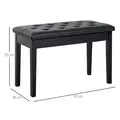 HOMCOM PU Leather Upholstered Piano Stool Makeup Stool Bench Dressing Table Seat with Storage 76x36x50cm, Black - 3