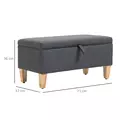 HOMCOM 30L Linen Storage Ottoman Padded Footstool with Rubberwood Legs for Storage Box, Bed End, Shoe Bench, Seating, Dark Grey - 3