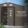 Outsunny 9 x 6ft Metal Garden Shed, Outdoor Storage Tool House with Ventilation Slots, Foundation Kit and Lockable Double Doors, Brown - 5