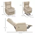 HOMCOM Power Lift Recliner Armchair, Electric Lift Chair for Elderly, Fabric Riser and Reclining Chair with Remote Control, Side Pockets, Extended Footrest, for Living Room, Beige - 3