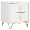 HOMCOM Elegant Chest of Two Drawers - White/Gold-Tone - 1