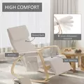 HOMCOM Rocking Lounge Chair Recliner Relaxation Lounging Relaxing Seat with Adjustable Footrest, Side Pocket and Pillow, Cream White - 5