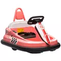 HOMCOM 6V Electric Kids Bumper Car, 6V Spin Waltz Car, with Music, Horn, Lights - Pink - 1