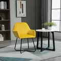 HOMCOM Modern Arm Chair Upholstered Accent Chair with Metal Base for Living Room Yellow - 2