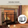 HOMCOM 3 Panel Folding Fire Guard Screen with Fireplace Tool Sets and Front Doors, Freestanding Fire Screen Spark Guard with Feet for Open Fire, Log Burner, Fireplace, 122 x77 cm, Black - 6