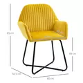 HOMCOM Modern Arm Chair Upholstered Accent Chair with Metal Base for Living Room Yellow - 3