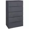 HOMCOM 5-Drawer Modern Dresser, High Gloss Storage Drawer Unit for Bedroom, Grey - 1