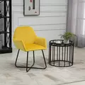 HOMCOM Modern Arm Chair Upholstered Accent Chair with Metal Base for Living Room Yellow - 9