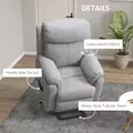 HOMCOM Power Lift Recliner Chair, Electric Lift Chair for Elderly, Overstuffed Linen Fabric Riser and Reclining Armchair with Remote Control, Side Pockets, for Living Room, Grey - 7