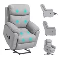 HOMCOM Power Lift Recliner Chair, Electric Lift Chair for Elderly, Overstuffed Linen Fabric Riser and Reclining Armchair with Remote Control, Side Pockets, for Living Room, Grey - 1