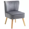 HOMCOM Modern Accent Chair, Fabric Living Room Chair with Rubber Wood Legs and Thick Padding, Grey - 1