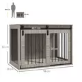 PawHut 98cm Dog Crate Furniture with Removable Cushion for Large Dogs - Brown - 3