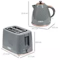HOMCOM 1.7L 3000W Fast Boil Kettle & 2 Slice Toaster Set, Kettle and Toaster Set with Auto Shut Off, Browning Controls, Grey - 3