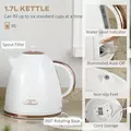 HOMCOM 1.7L 3000W Fast Boil Kettle & 4 Slice Toaster Set, Kettle and Toaster Set with 7 Browning Controls, Crumb Tray, White - 4