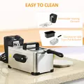 HOMCOM 3 Litre Stainless Steel Deep Fat Fryer with Adjustable Temp, 60min Timer, Viewing Window and Safety Cut Out, 2000W - 7