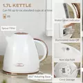 HOMCOM 1.7L 3000W Fast Boil Kettle & 2 Slice Toaster Set, Kettle and Toaster Set with Auto Shut Off, Browning Controls, White - 4