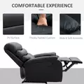 HOMCOM PU Leather Reclining Chair, Manual Recliner Chair with Padded Armrests, Retractable Footrest and Wood Frame, Black - 5