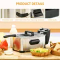 HOMCOM 3 Litre Stainless Steel Deep Fat Fryer with Adjustable Temp, 60min Timer, Viewing Window and Safety Cut Out, 2000W - 5