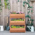 Outsunny 3 Tier Raised Garden Bed Wooden Elevated Planter Box Kit, 66L for Flower, Vegetable, Herb, 65x75x78cm, Brown - 7