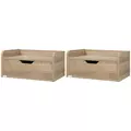 HOMCOM Floating Nightstands Set of 2, Wall Mounted Bedside Table with Drawer for Bedroom, Natural - 1
