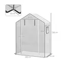 Outsunny Greenhouse Cover Replacement Walk-in PE Hot House Cover with Roll-up Door and Windows, 140 x 73 x 190cm, White - 3