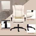 Vinsetto PU Leather Office Chair, Swivel Computer Chair with Footrest, Wheels, Adjustable Height, Cream White - 7