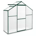 Outsunny 6 x 2.5ft Polycarbonate Greenhouse Walk-In Green House with Rain Gutter, Sliding Door, Window, Foundation, Green - 1