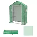 Outsunny Greenhouse Cover Replacement Walk-in PE Hot House Cover with Roll-up Door and Windows, 140 x 73 x 190cm, Green - 1