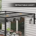 Outsunny 3 x 4m Lean To Steel Pergola, with Moving Fabric Canopy - Dark Grey - 5